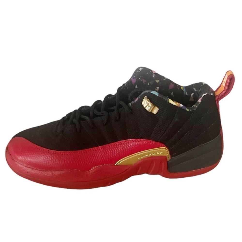 Jordan Athletic Shoes in Black and Red with Gold Highlights
